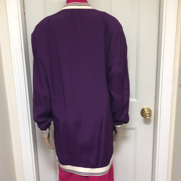 VTG 80s Moods by Krista Purple Letterman Sweater Style Jacket Blazer Oversized - Picture 5 of 7